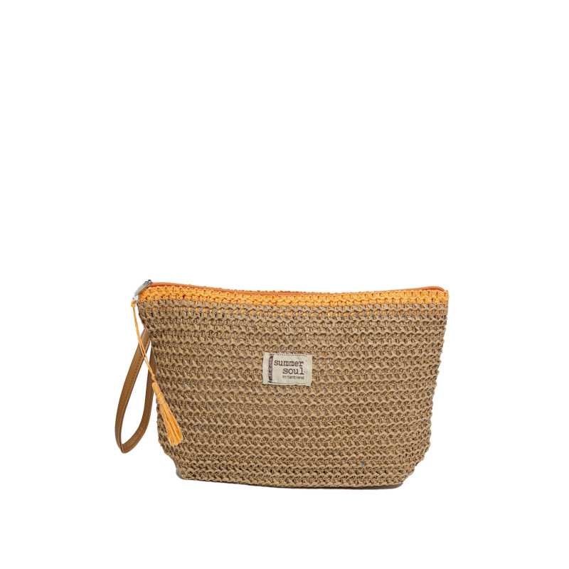 Neceser Multiusos de Rafia Tantrend Beige/Naranja de playa 2026