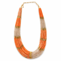 Collar Largo de Rocalla y Tubitos Tantrend Naranja verano 2026