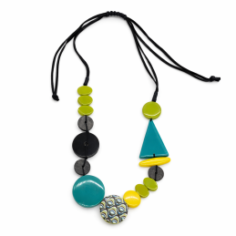 Collar Largo Geométrico Tantrend verde  ajustable