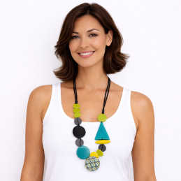 Collar Largo Geométrico Tantrend verde de mujer