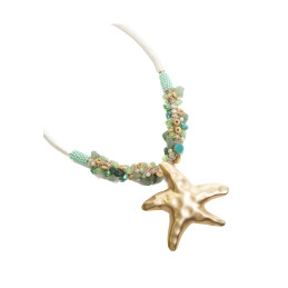 Collar Estrella de Mar Tantrend Turquesa y Dorado con abalorios