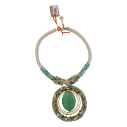 Collar corto Cordón y Centro de Piedra Tantrend  Verde