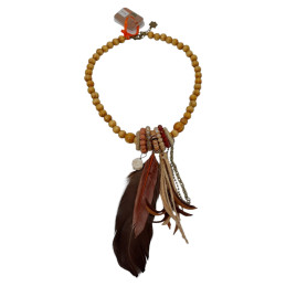 Collar corto de Cuentas y Plumas Tantrend Tonos Tierra