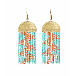 Pendientes Tantrend Diseño Étnico Turquesa/Naranja de chica