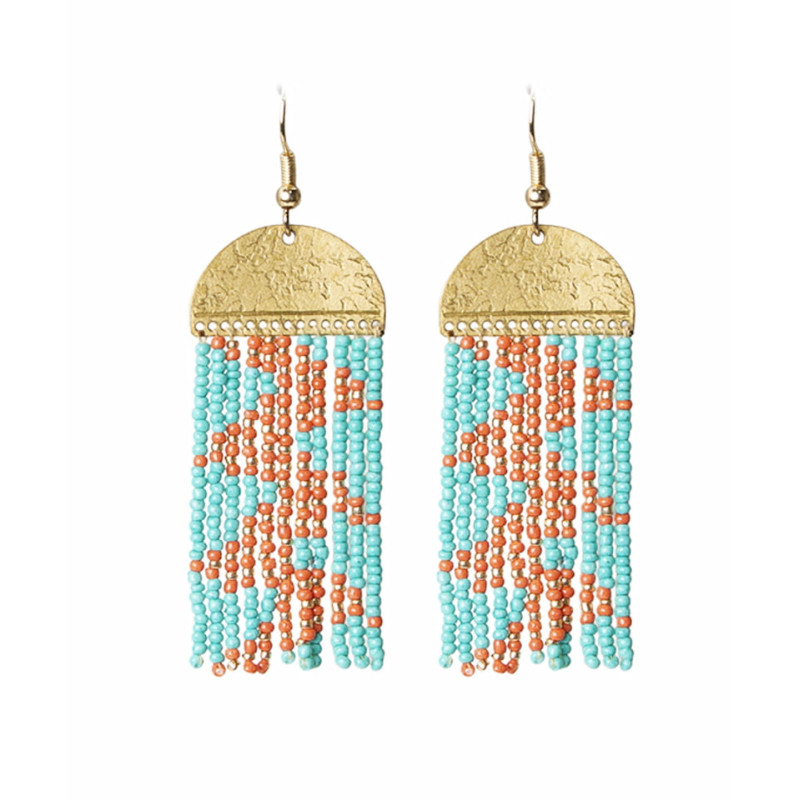 Pendientes Tantrend Diseño Étnico Turquesa/Naranja de chica