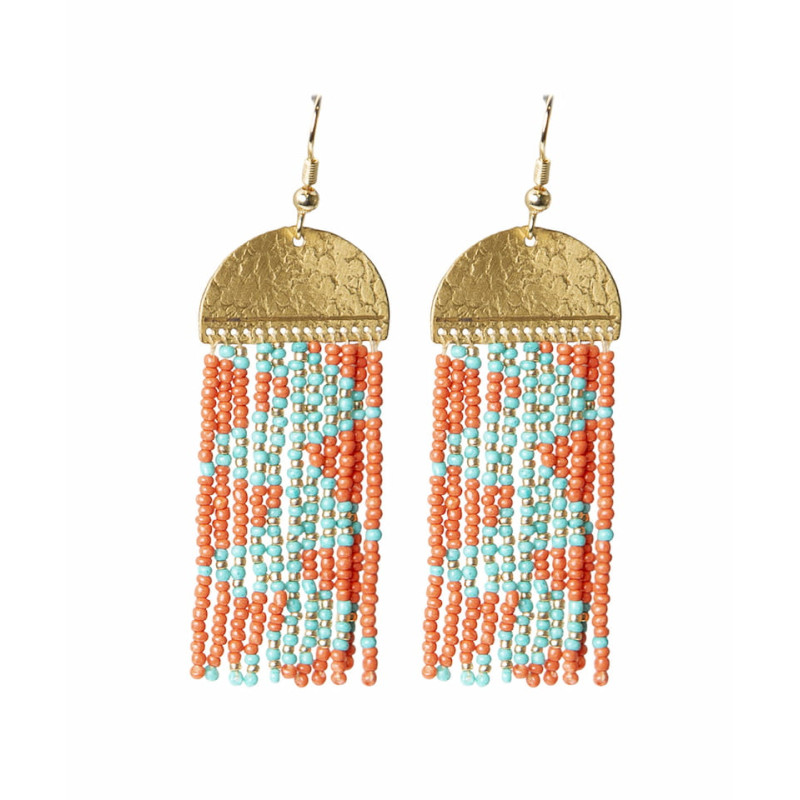 Pendientes Tantrend Diseño Étnico Naranja y Turquesa nueva temporada