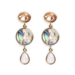 Pendientes Largos Tantrend Beige y Cristal Opal articulados