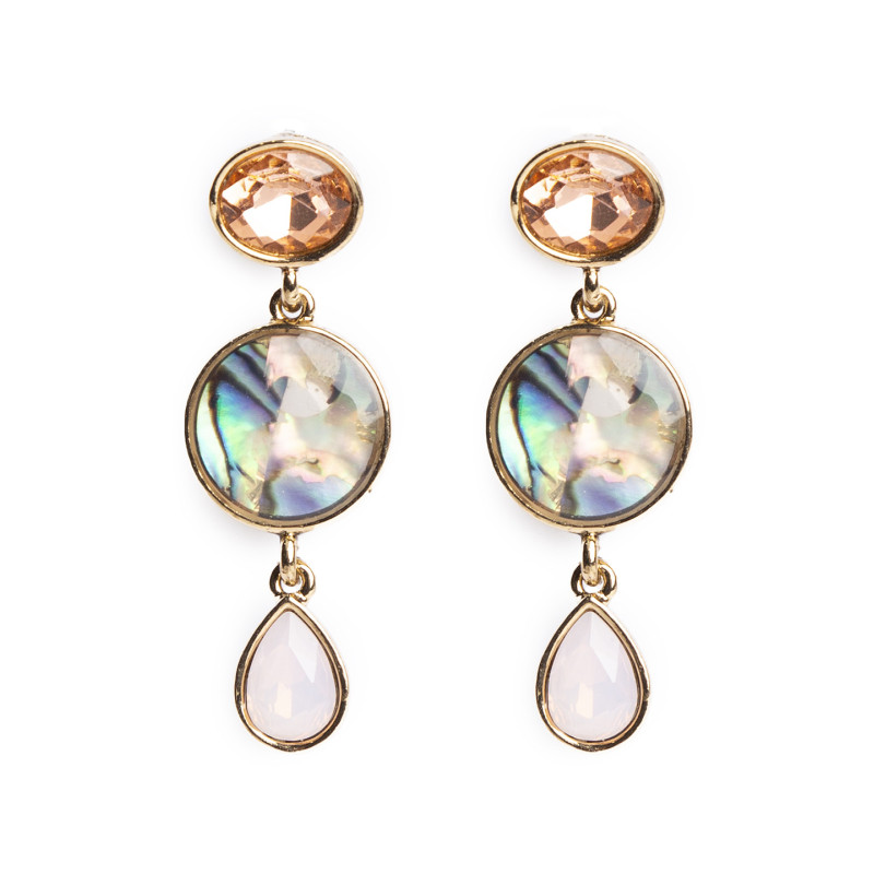 Pendientes Largos Tantrend Beige y Cristal Opal articulados