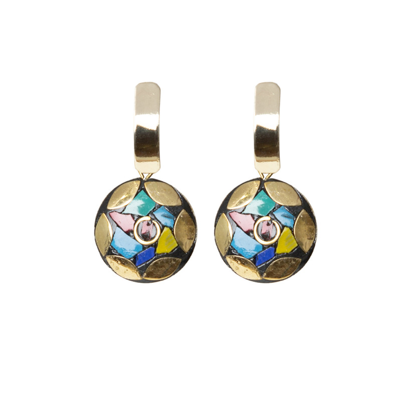 Pendientes Redondos Tantrend  de Chips Multicolor