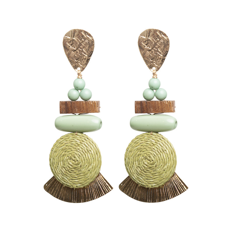 Pendientes de Botón Tantrend – Verde Agua Multicolor