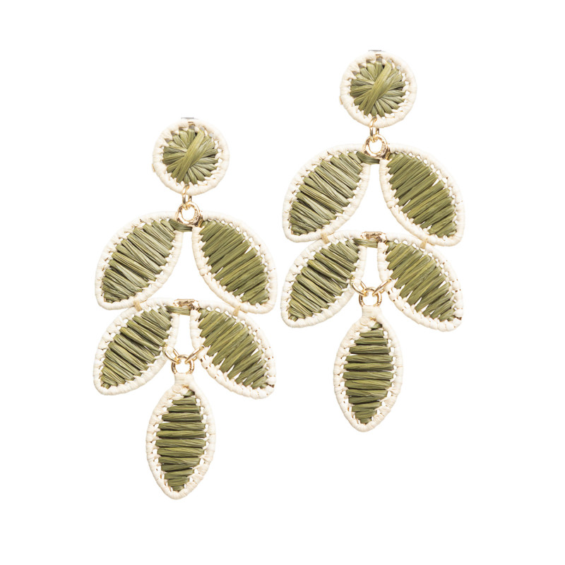 Pendientes  Tantrend Hojas Tejidas en Verde Caqui