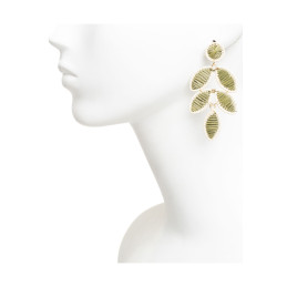 Pendientes  Tantrend Hojas Tejidas en Verde Caqui de chica