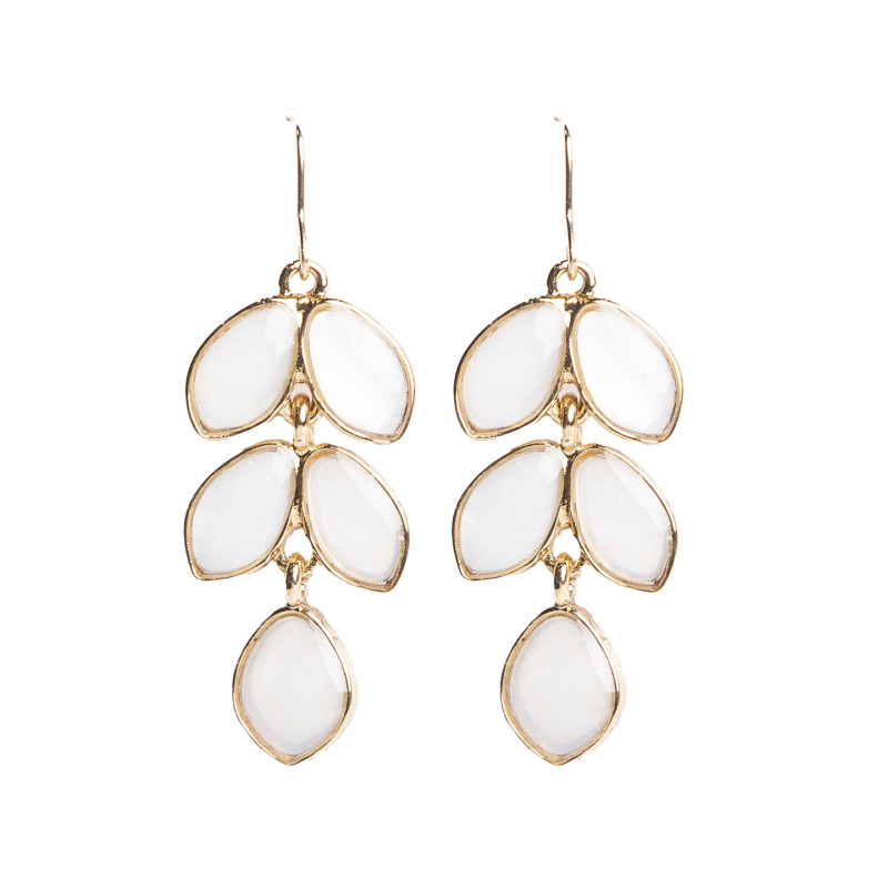 Pendientes Articulados Tantrend Pétalos en Blanco