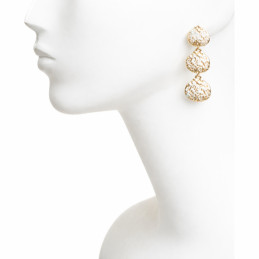 Pendientes de Metal Tantrend Dorado y Blanco de tres piezas