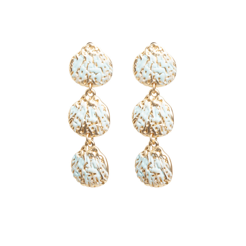 Pendientes de Metal Tantrend Dorado y Azul Suave