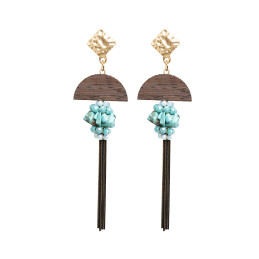 Pendientes Largos Tantrend Madera y Turquesa primavera verano