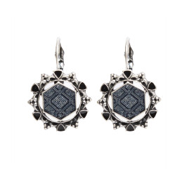 Pendientes Tantrend Centro Hexagonal Esmalte Negro