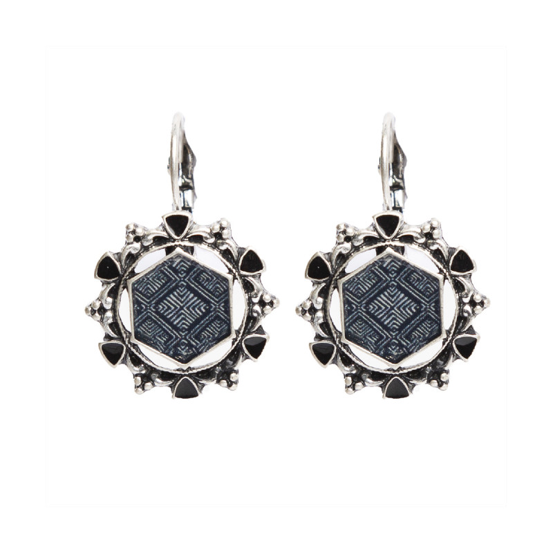 Pendientes Tantrend Centro Hexagonal Esmalte Negro
