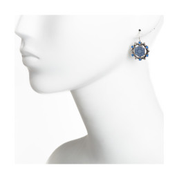 Pendientes Tantrend Centro Hexagonal Esmalte Azul cierre omega