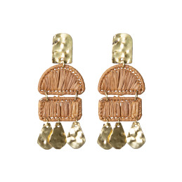 Pendientes de Rafia y Metal Tantrend Marrón