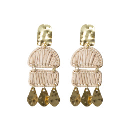 Pendientes de Rafia y Metal Tantrend Blanco Roto y dorado