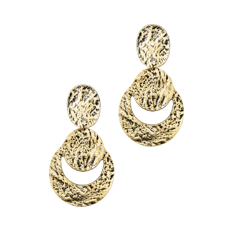 Pendientes de Círculos Tantrend Metal texturado Oro Viejo