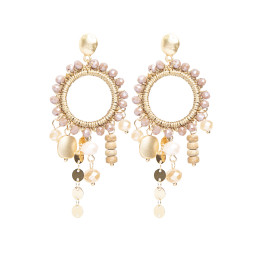 Pendientes Aro Calado y Colgantes Tantrend Beige