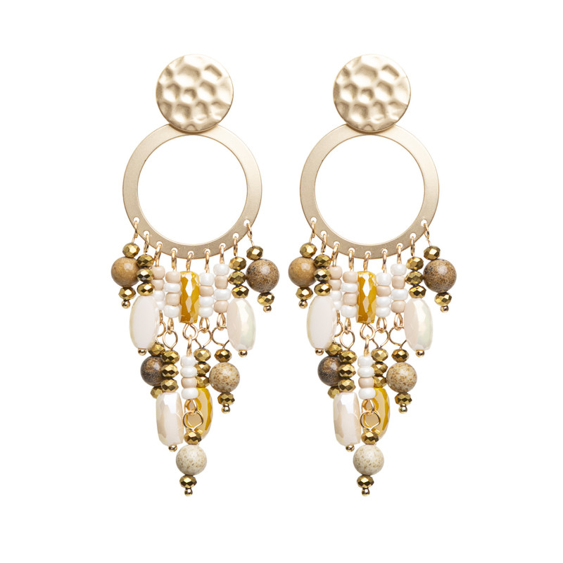Pendientes Círculo y Piedras Tantrend Natural de mujer