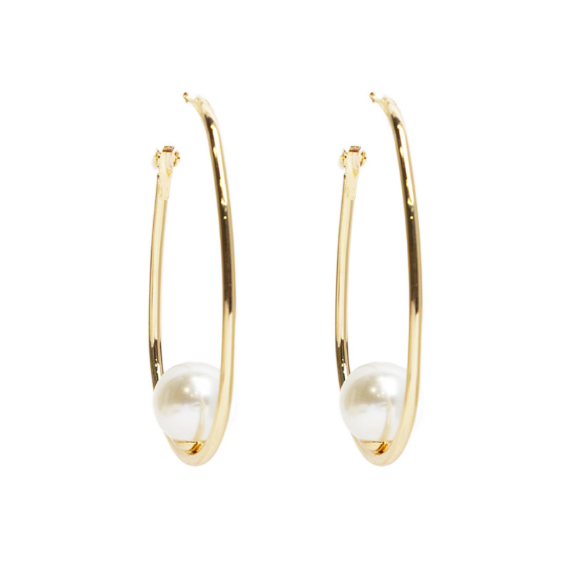 Pendientes de Aro Oval con Perla Tantrend Dorado en tienda online