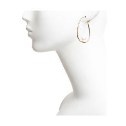 Pendientes de Aro Oval con Perla Tantrend Dorado alta calidad