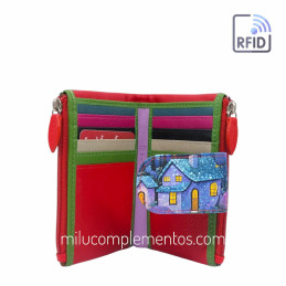 Cartera Belmonte Pueblo Mágico Piel pequeña muy completa