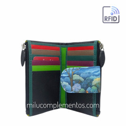 Cartera Belmonte Noche Estrellada Piel pequeña billetes y monedas