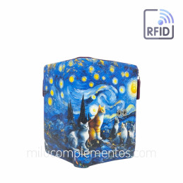 Cartera Belmonte Gatos Cielo Estrellado pequeña paisaje de mujer