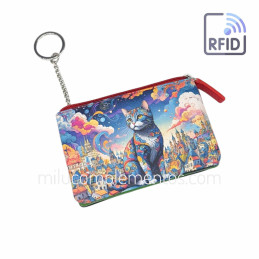 Monedero Belmonte Gato Ciudad Fantasía Piel RFID