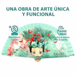 Abanico Malamalaka Flores Verde tienda online