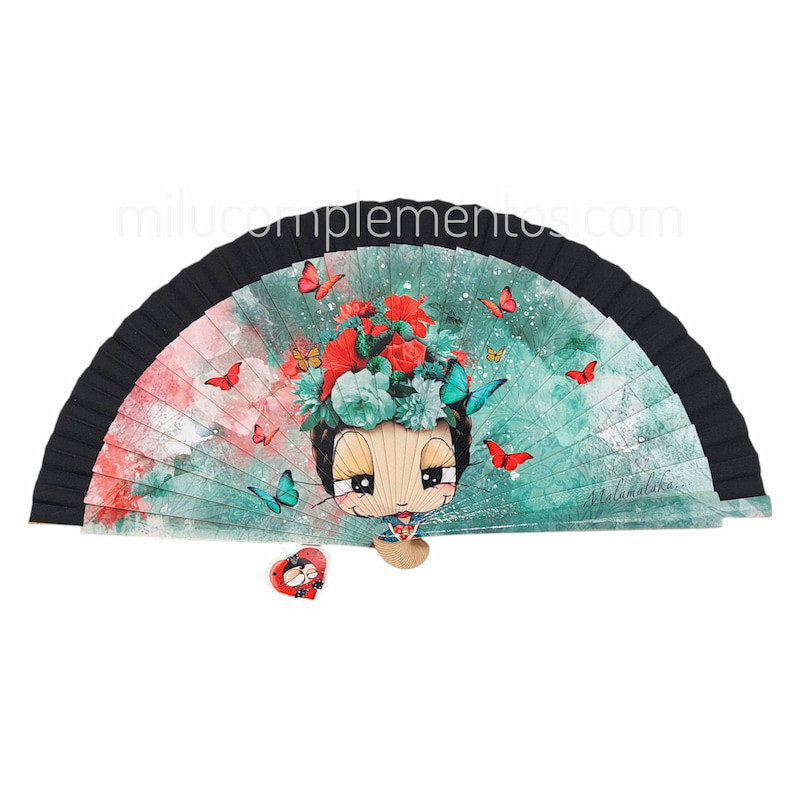 Abanico Malamalaka Flores Negro de mujer