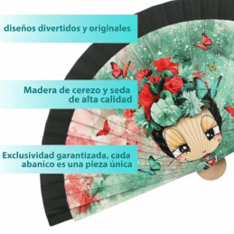 Abanico Malamalaka Flores Negro primavera 2026
