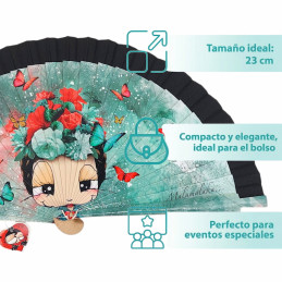 Abanico Malamalaka Flores Negro hecho en España