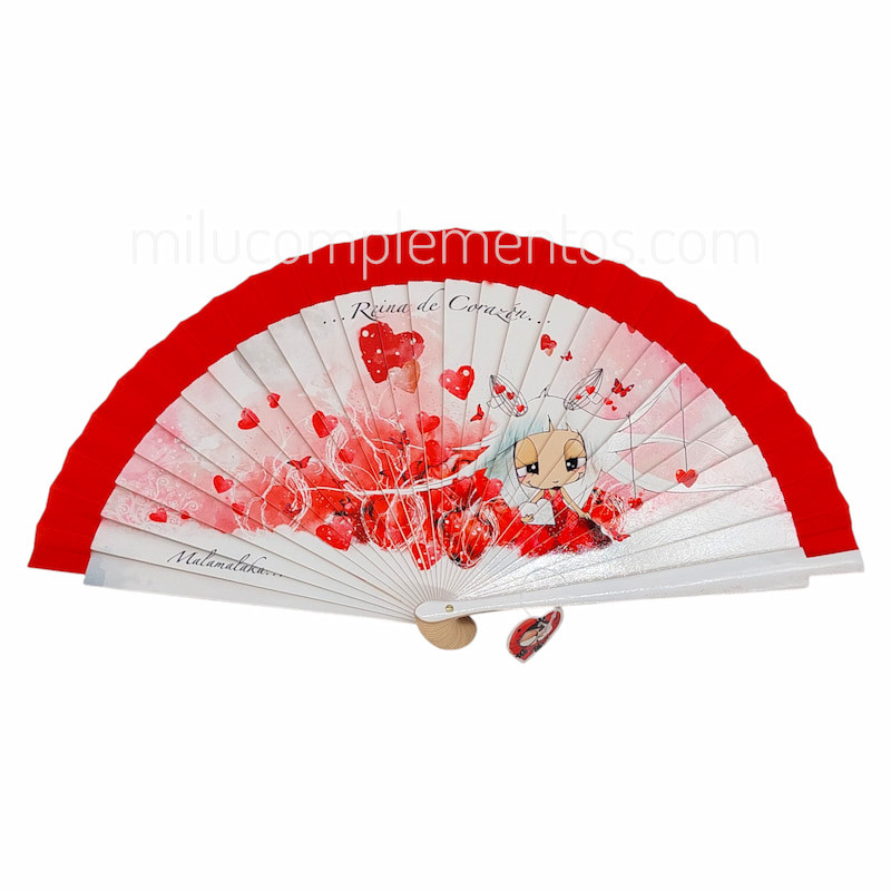Abanico Malamalaka Corazón Rojo de mujer