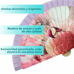 Abanico Malamalaka Sueños Lila de gran calidad