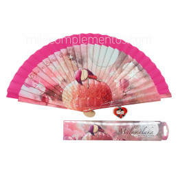 Abanico Malamalaka Sueños Rosa con estuche a juego