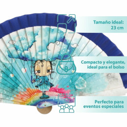 Abanico Malamalaka Agua Azul hecho a mano
