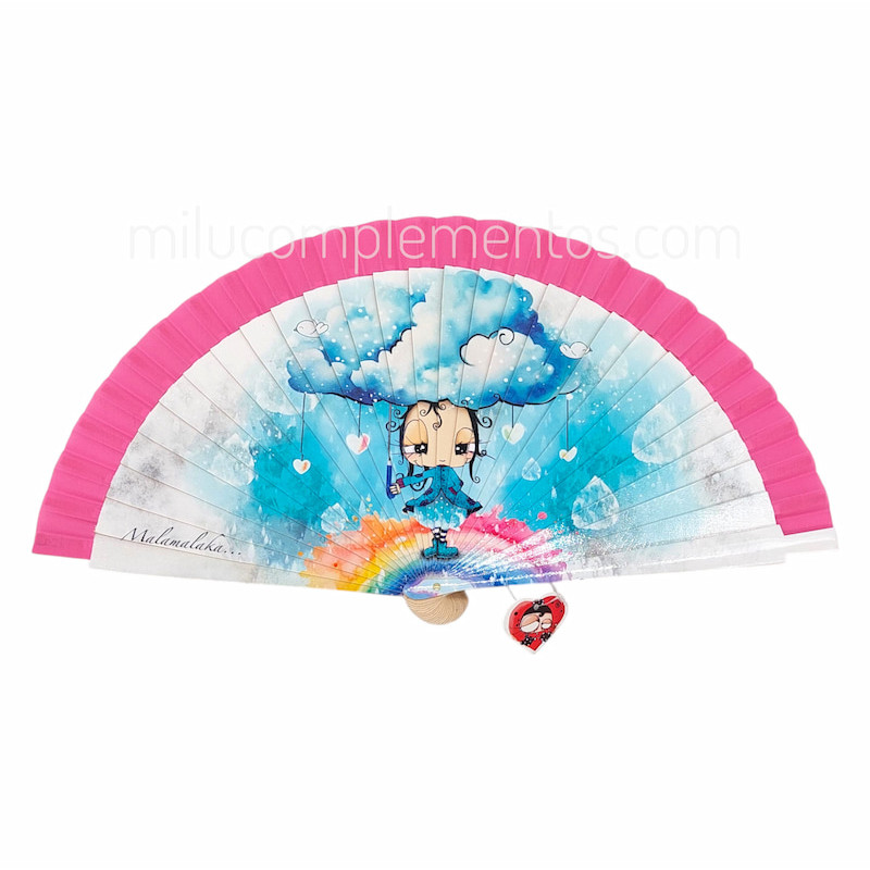 Abanico Malamalaka Agua Rosa de señora