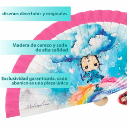 Abanico Malamalaka Agua Rosa tamaño ideal de mujer
