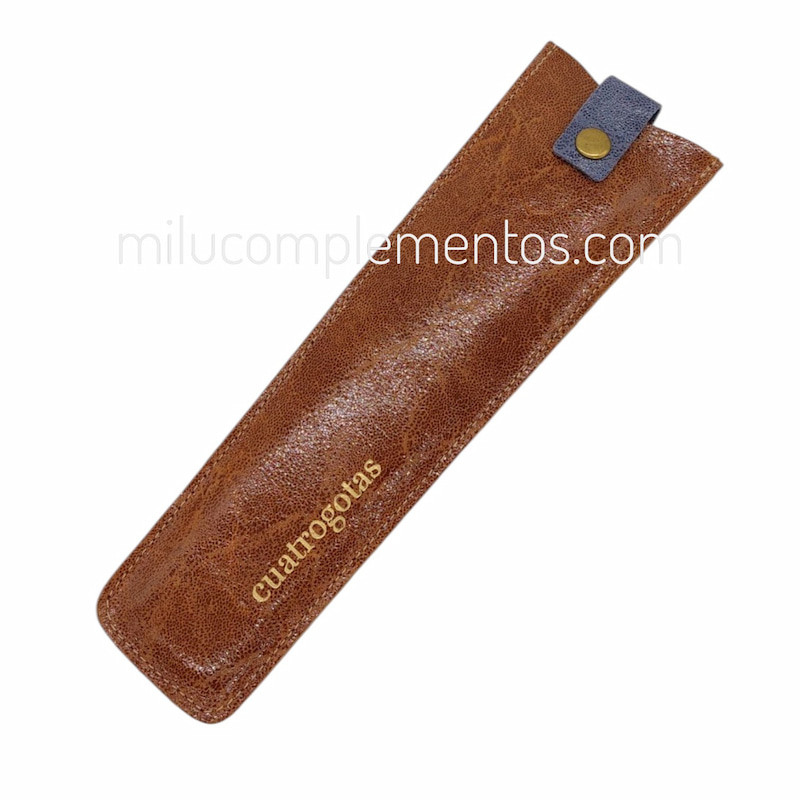 Funda de Piel Bicolor para Abanico Marrón/Ocre elegante y practico