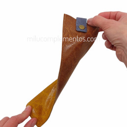 Funda de Piel Bicolor para Abanico Marrón/Ocre blando