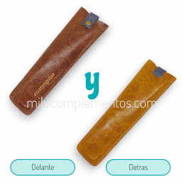 Funda de Piel Bicolor para Abanico Marrón/Ocre reversible