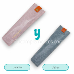 Funda de Piel Bicolor para Abanico Lila/Azul reversible