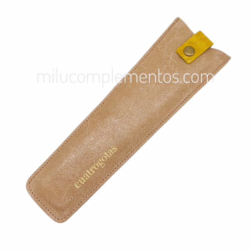 Funda de Piel Bicolor para Abanico Beige/Turquesa de calidad