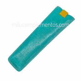 Funda de Piel Bicolor para Abanico Beige/Turquesa de mujer
